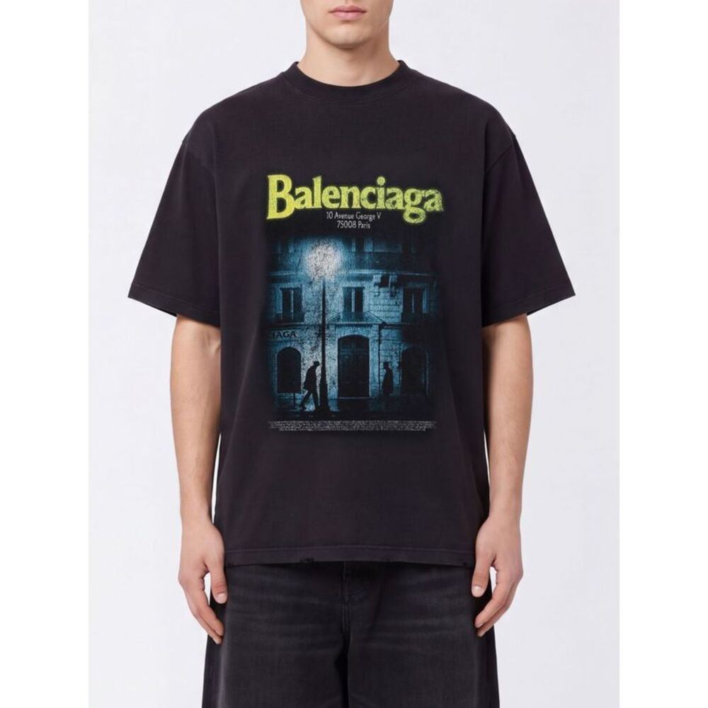 Balenciaga Men Balenciaga Relaxed Fit Cotton T-Shirt With Graphic Print And Logo